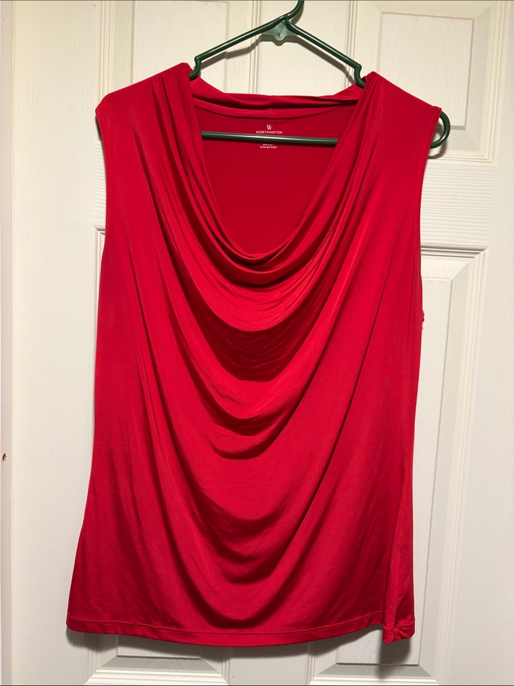 Worthington Red Draped Cowl Neck Sleeveless Top